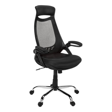 Office Chair, Adjustable Height, Swivel, Ergonomic, Armrests, Computer Desk, Office, Metal Base, Mesh, Black, Chrome, Contemporary, Modern