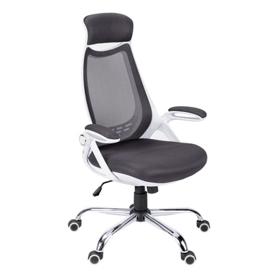 Office Chair, Adjustable Height, Swivel, Ergonomic, Armrests, Computer Desk, Office, Metal Base, Mesh, White, Grey, Chrome, Contemporary, Modern