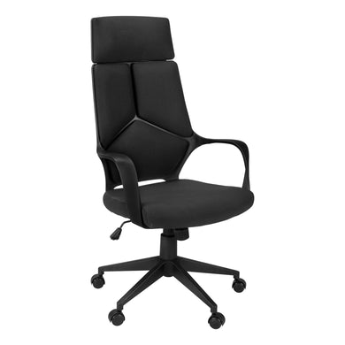 Office Chair, Adjustable Height, Swivel, Ergonomic, Armrests, Computer Desk, Office, Metal Base, Fabric, Black, Contemporary, Modern