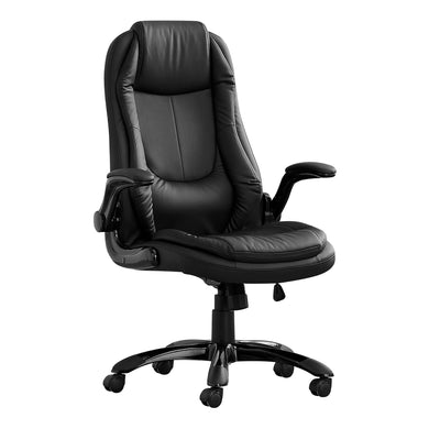 Office Chair, Adjustable Height, Swivel, Ergonomic, Armrests, Computer Desk, Office, Metal Base, Leather Look, Black, Contemporary, Modern