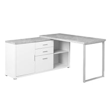 Load image into Gallery viewer, Computer Desk, Home Office, Corner, Left, Right Set-Up, Storage Drawers, 60&quot;L, L Shape, Metal, Laminate, Grey Cement Look, Grey, Contemporary, Modern
