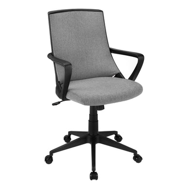 Office Chair, Adjustable Height, Swivel, Ergonomic, Armrests, Computer Desk, Office, Metal Base, Fabric, Black, Grey, Contemporary, Modern