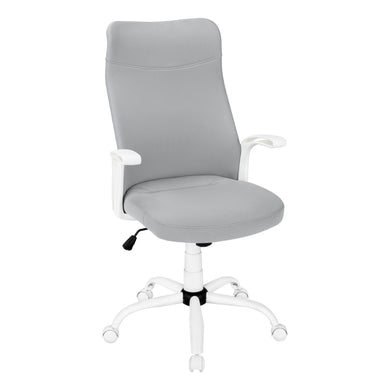 Office Chair, Adjustable Height, Swivel, Ergonomic, Armrests, Computer Desk, Office, Metal Base, Fabric, White, Grey, Contemporary, Modern