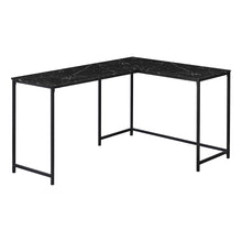 Load image into Gallery viewer, Computer Desk, Home Office, Corner, 58&quot;L, L Shape, Metal Legs, Laminate, Black Marble-Look, Contemporary, Glam, Modern
