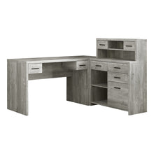 Load image into Gallery viewer, Computer Desk, Home Office, Corner, Left, Right Set-Up, Storage Drawers, L Shape, Laminate, Grey Reclaimed Wood Look, Black, Contemporary, Modern
