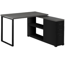 Load image into Gallery viewer, Computer Desk, Home Office, Corner, Left, Right Set-Up, Storage Drawers, L Shape, Metal, Laminate, Black, Grey, Contemporary, Modern
