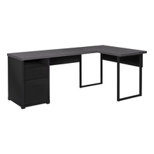 Charger l&#39;image dans la galerie, Computer Desk, Home Office, Corner, Left, Right Set-Up, Storage Drawers, 80&quot;L, L Shape, Metal, Laminate, Black, Grey, Contemporary, Modern
