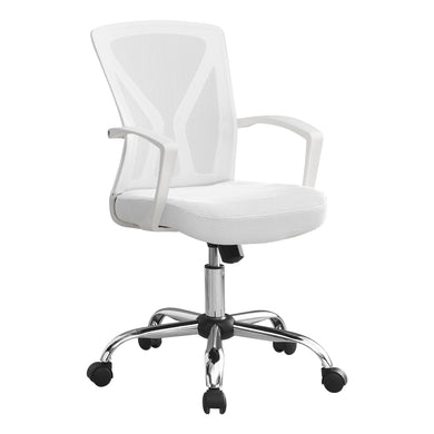 Office Chair, Adjustable Height, Swivel, Ergonomic, Armrests, Computer Desk, Office, Metal, Laminate, White, Contemporary, Modern