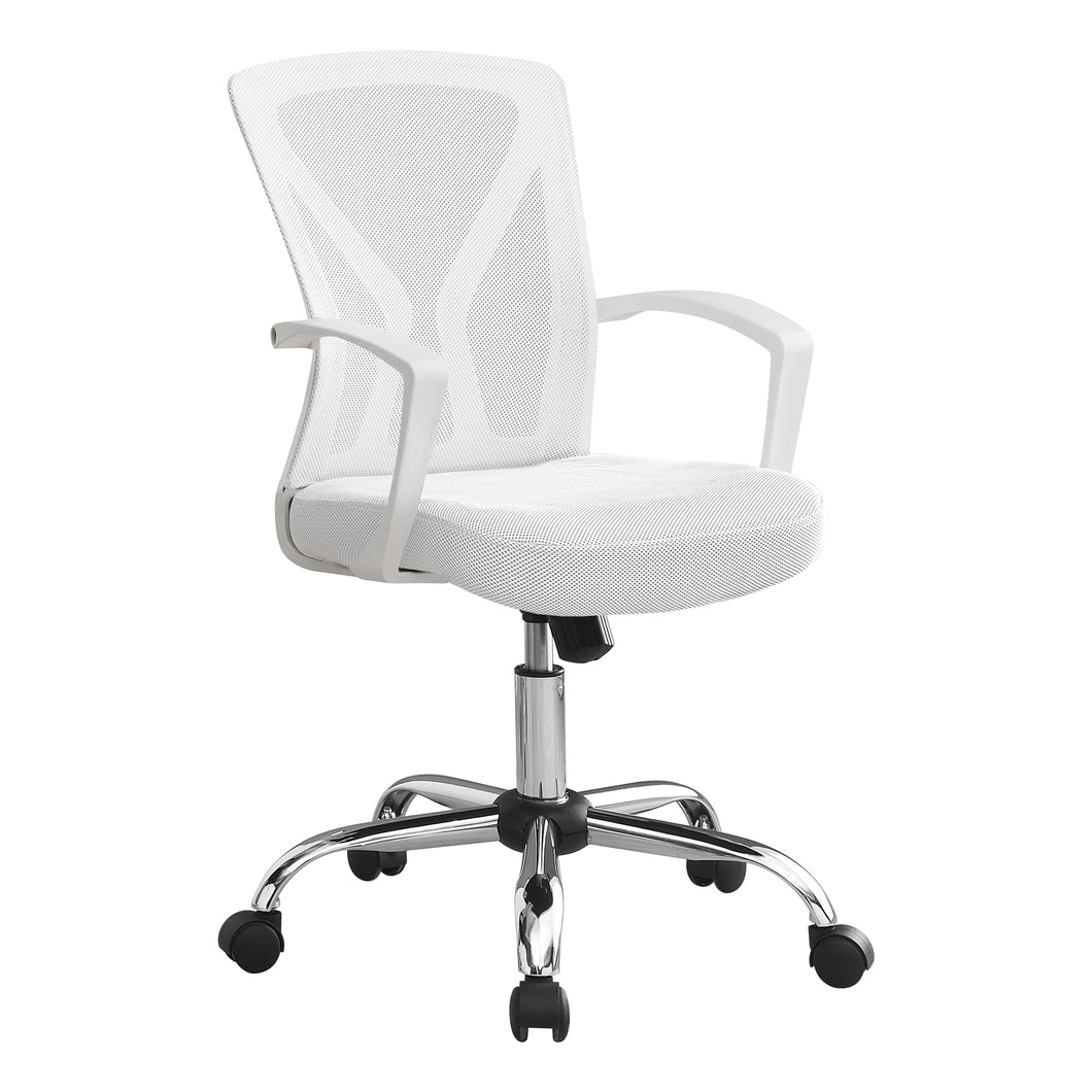 Office Chair, Adjustable Height, Swivel, Ergonomic, Armrests, Computer Desk, Office, Metal, Laminate, White, Contemporary, Modern