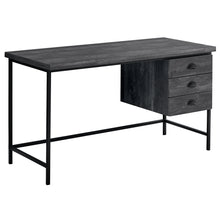 Load image into Gallery viewer, Computer Desk, Home Office, Laptop, Storage Drawers, 55&quot;L, Metal, Laminate, Black Reclaimed Wood Look, Black, Contemporary, Modern
