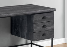 Load image into Gallery viewer, Computer Desk, Home Office, Laptop, Storage Drawers, 55&quot;L, Metal, Laminate, Black Reclaimed Wood Look, Black, Contemporary, Modern
