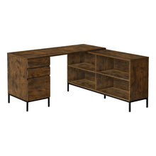 Load image into Gallery viewer, Computer Desk - 60&quot;L / Rustic Brown L-Shaped Corner
