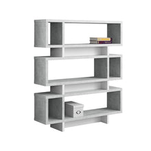 Load image into Gallery viewer, Bookshelf, Bookcase, Etagere, 4 Tier, Office, Bedroom, 55&quot;H, Laminate, Grey Cement Look, White, Contemporary, Modern
