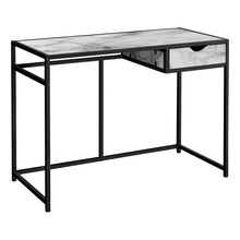 Load image into Gallery viewer, Computer Desk, Home Office, Laptop, Storage Drawers, 42&quot;L, Metal, Laminate, White Marble Look, Contemporary, Industrial, Modern
