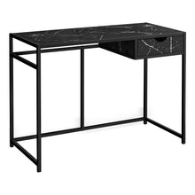 Load image into Gallery viewer, Computer Desk, Home Office, Laptop, Storage Drawers, 42&quot;L, Metal, Laminate, Black Marble-Look, Contemporary, Industrial, Modern
