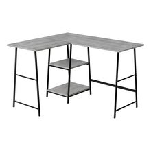 Load image into Gallery viewer, Computer Desk, Home Office, Corner, Storage Shelves, 48&quot;L, L Shape, Metal Legs, Laminate, Grey, Contemporary, Industrial, Modern
