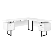 Load image into Gallery viewer, Computer Desk, Home Office, Corner, Left, Right Set-Up, Storage Drawers, 70&quot;L, L Shape, Metal, Laminate, White, Black, Contemporary, Modern
