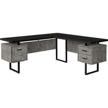 Charger l&#39;image dans la galerie, Computer Desk, Home Office, Corner, Left, Right Set-Up, Storage Drawers, 70&quot;L, L Shape, Metal, Laminate, Grey Concrete, Black, Contemporary, Modern
