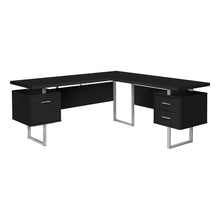 Load image into Gallery viewer, Computer Desk, Home Office, Corner, Left, Right Set-Up, Storage Drawers, 70&quot;L, L Shape, Metal, Laminate, Black, Silver, Contemporary, Modern
