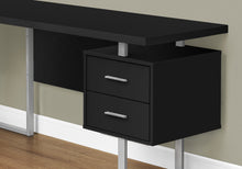 Load image into Gallery viewer, Computer Desk, Home Office, Corner, Left, Right Set-Up, Storage Drawers, 70&quot;L, L Shape, Metal, Laminate, Black, Silver, Contemporary, Modern
