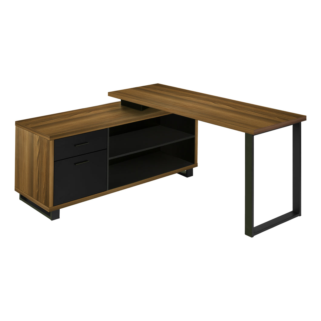 Computer Desk - L-Shaped / Corner / 2 Drawers / Metal Legs / Reversible - 72