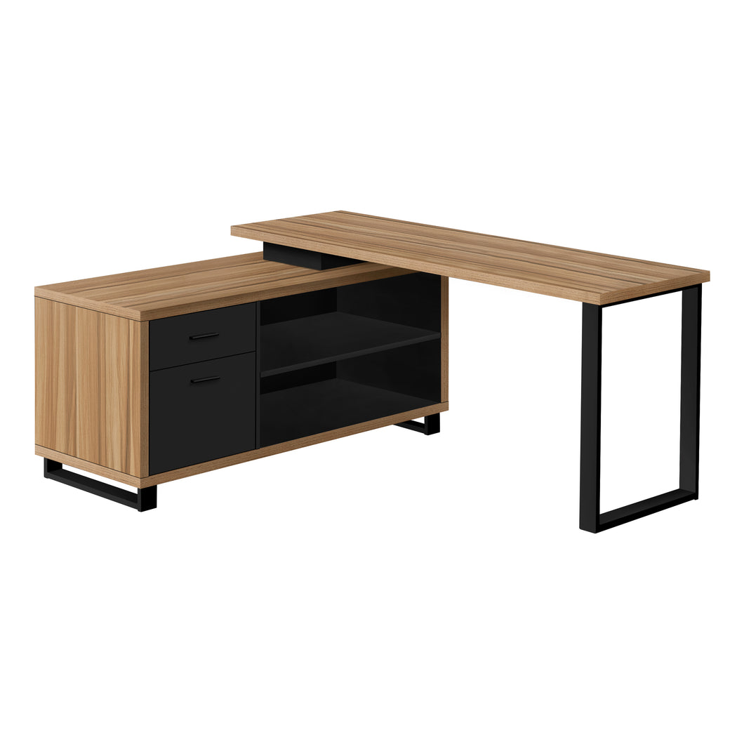 Computer Desk - L-Shaped / Corner / 2 Drawers / Metal Legs / Reversible - 72