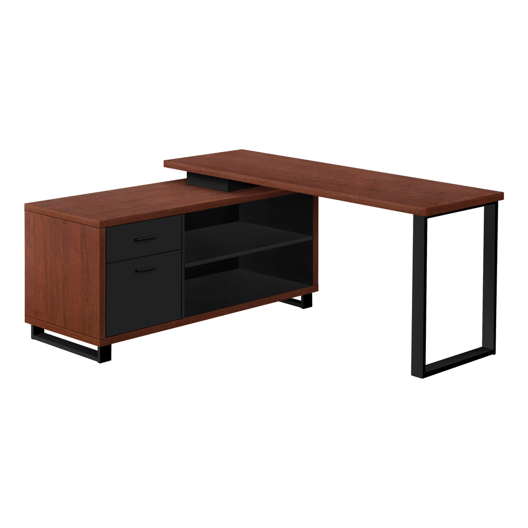 Computer Desk - L-Shaped / Corner / 2 Drawers / Metal Legs / Reversible - 72