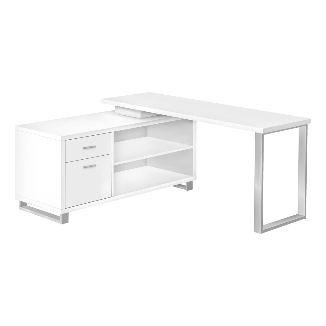 Computer Desk - L-Shaped / Corner / 2 Drawers / Metal Legs / Reversible - 72