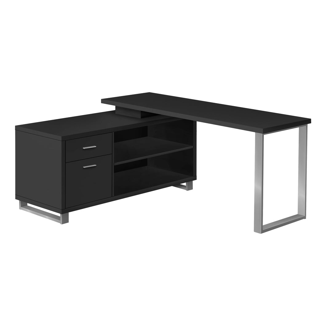 Computer Desk - L-Shaped / Corner / 2 Drawers / Metal Legs / Reversible - 72