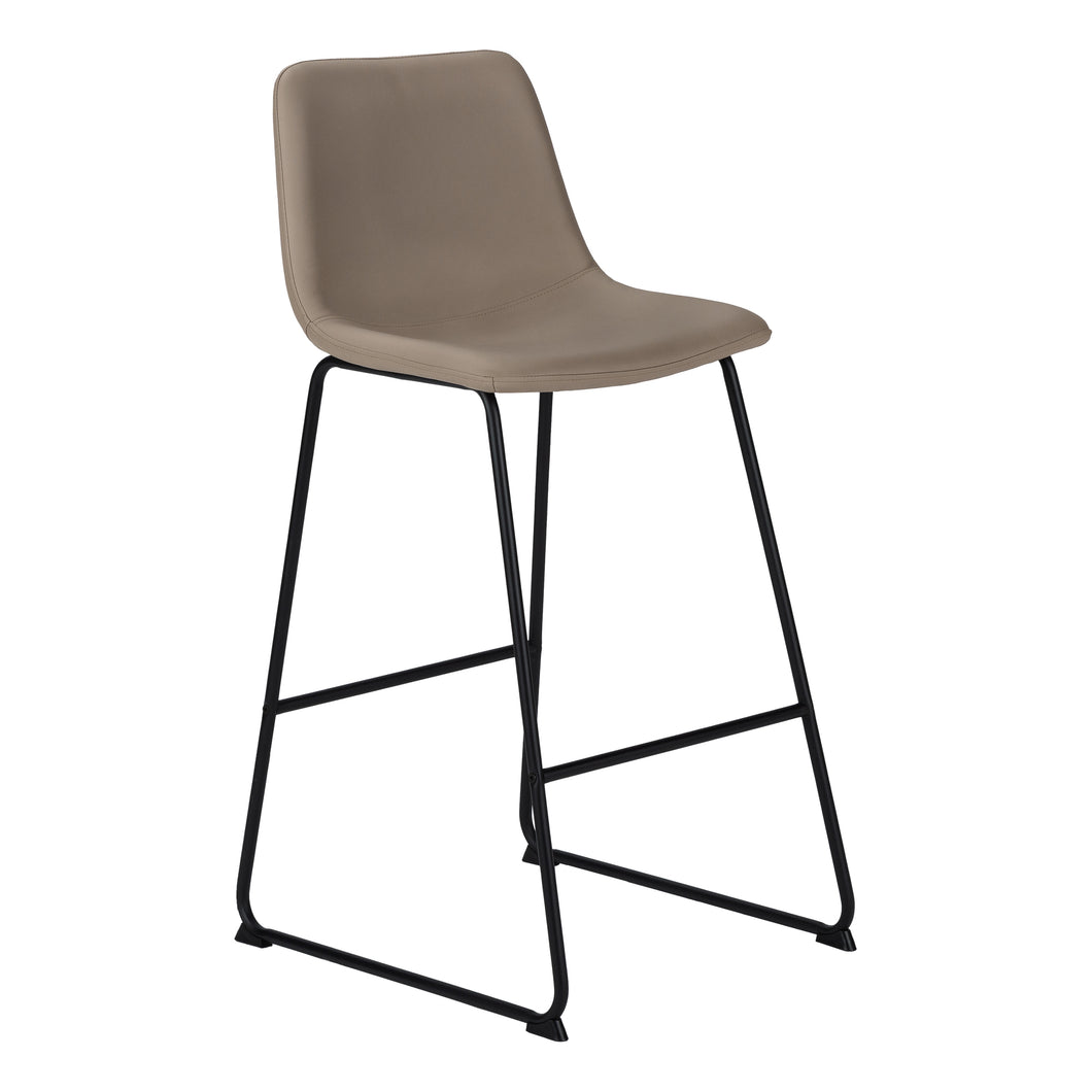 Office Chair - Standing Desk / Metal Frame - Curved Backrest / Taupe Leather-Look / Black