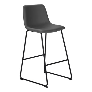 Office Chair - Standing Desk / Metal Frame - Curved Backrest / Grey Leather-Look / Black