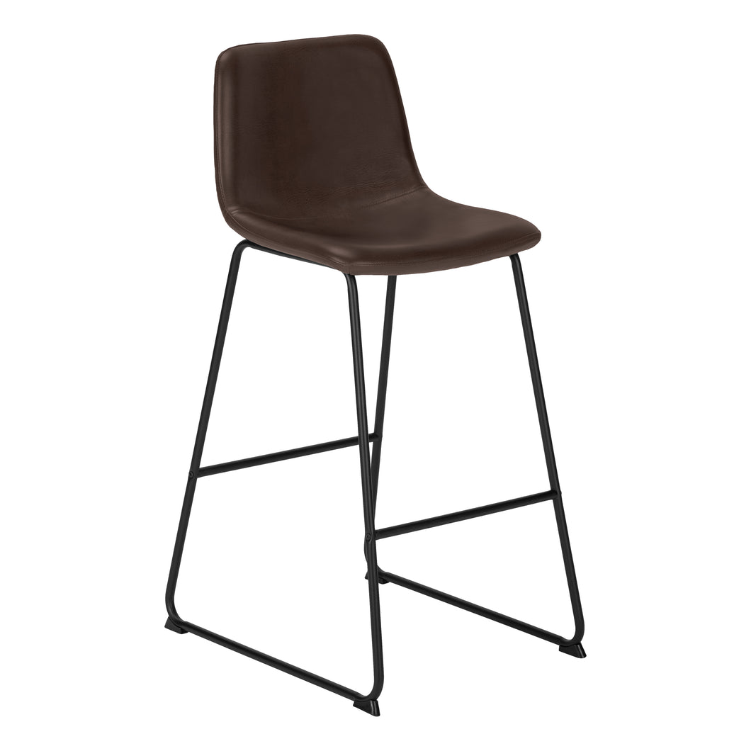 Office Chair - Standing Desk / Metal Frame - Curved Backrest / Brown Leather-Look / Black