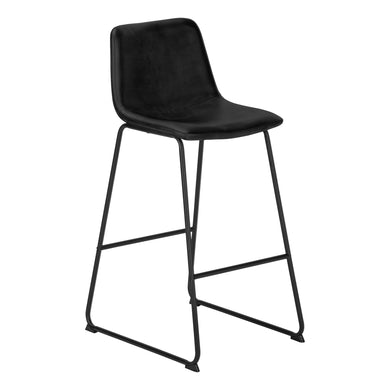 Office Chair - Standing Desk / Metal Frame - Curved Backrest / Black Leather-Look / Black
