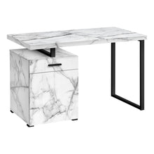 Charger l&#39;image dans la galerie, Computer Desk - Storage Drawer / Cabinet / Left Or Right Setup / Floating Desktop - 48&quot;L - White Marble-Look  / Black
