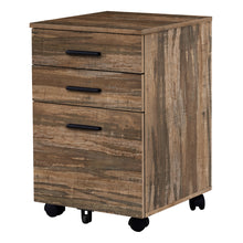 Charger l&#39;image dans la galerie, Filing Cabinet - 3 Storage Drawers / 2 Locking Casters - 24&quot;H - Medium Brown Reclaimed Wood-Look
