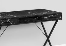 Load image into Gallery viewer, Computer Desk - 2 Storage Drawers / 1 Cubby / Metal X-Shaped Legs - 42&quot;L - Black Marble-Look / Black
