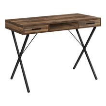 Load image into Gallery viewer, Computer Desk - 2 Storage Drawers / 1 Cubby / Metal X-Shaped Legs - 42&quot;L - Brown Reclaimed Wood-Look / Black
