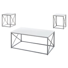 Charger l&#39;image dans la galerie, Table Set, 3Pcs Set, Coffee, End, Side, Accent, Living Room, Laminate, Metal Legs, White, White, Contemporary, Modern
