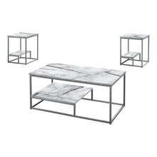 Charger l&#39;image dans la galerie, Table Set - 3Pcs Set / White Marble / Silver Metal
