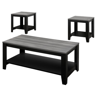 Table Set, 3Pcs Set, Coffee, End, Side, Accent, Living Room, Laminate, Black, Grey, Contemporary, Modern