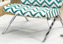 Load image into Gallery viewer, Accent Chair, Armless, Modern, Fabric, Living Room, Bedroom, Chevron Fabric, Metal Legs, Green, Chrome, Contemporary, Modern
