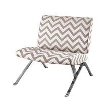 Load image into Gallery viewer, Accent Chair, Armless, Modern, Fabric, Living Room, Bedroom, Chevron Fabric, Metal Legs, Dark Taupe, Chrome, Contemporary, Modern
