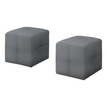 Load image into Gallery viewer, Ottoman, Pouf, Footrest, Foot Stool, Set Of 2, Leather Look, Grey, Contemporary, Modern
