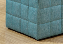 Charger l&#39;image dans la galerie, Ottoman, Pouf, Repose-pieds, Tabouret, Carré de 18&quot;, Tissu aspect lin, Bleu, Contemporain, Moderne
