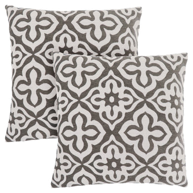 Pillows, Set Of 2, 18 X 18 Square, Insert Included, Decorative Throw, Accent, Sofa, Couch, Bed, Soft Polyester Woven Fabric, Hypoallergenic Soft Polyester Insert, Dark Taupe, Motif Design, Contemporary, Modern